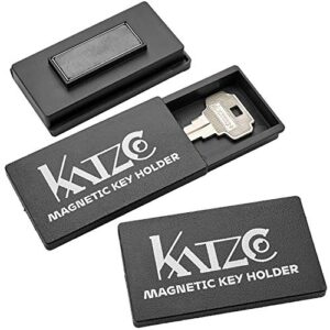 katzco magnetic key holder – 3 pack – 1.25 x 2.75 inches – rugged black plastic cases with strong magnets – for safe compartments, extra car keys, house, and more