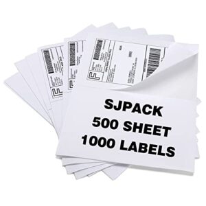 sjpack 1000 half sheet self adhesive shipping labels 8.5″ x 5.5″ address labels for laser & inkjet printers