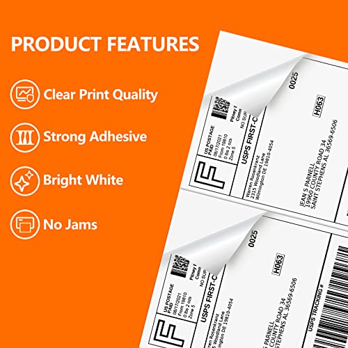 SJPACK 1000 Half Sheet Self Adhesive Shipping Labels 8.5" x 5.5" Address Labels for Laser & Inkjet Printers