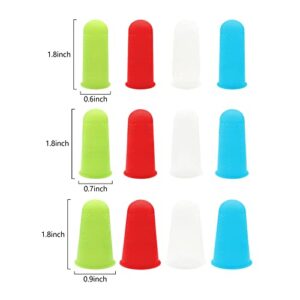 12 Pcs Silicone Hot Glue Gun Finger Caps, Anti-Slip and Reusable Silicone Thumb Protector, Finger Guard Protectors or Hot Glue Wax Rosin Resin Honey Adhesives Scrapbooking Sewing, Small, Medium, Large