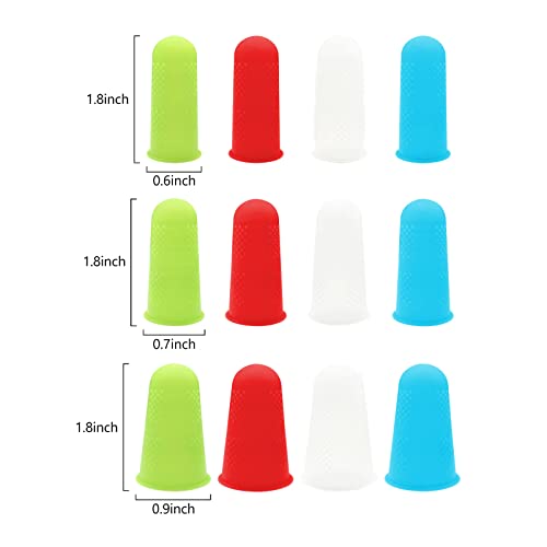 12 Pcs Silicone Hot Glue Gun Finger Caps, Anti-Slip and Reusable Silicone Thumb Protector, Finger Guard Protectors or Hot Glue Wax Rosin Resin Honey Adhesives Scrapbooking Sewing, Small, Medium, Large