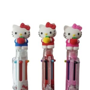 Hello Kitty 0.7mm 6-Color Multicolor Ballpoint Pen w/Hello Kitty Figure 1PC (Pink)