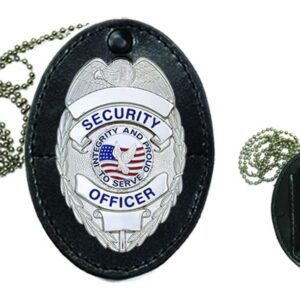 Hero’S Pride™ Universal Shield Leather Badge Holder with Hook & Loop Closure (Holder Only) - Premium Badge Holder for Police, Law Enforcement, Security Officer - Neck Chain Included