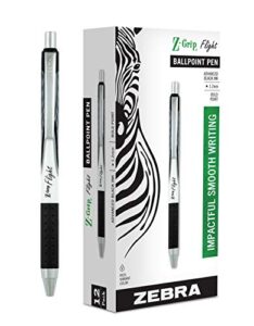 zebra pen z-grip flight retractable ballpoint pen, bold point, 1.2mm, black ink, 12-count
