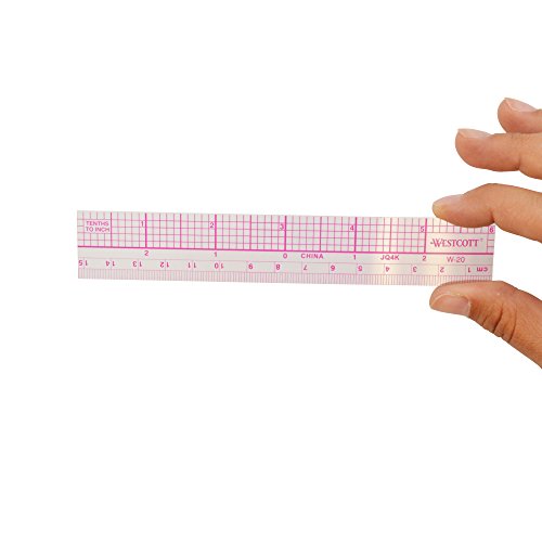 Westcott 6" 10ths Transparent Graph Ruler, Inches/Metric, Translucent Color (W-20)
