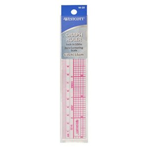 Westcott 6" 10ths Transparent Graph Ruler, Inches/Metric, Translucent Color (W-20)