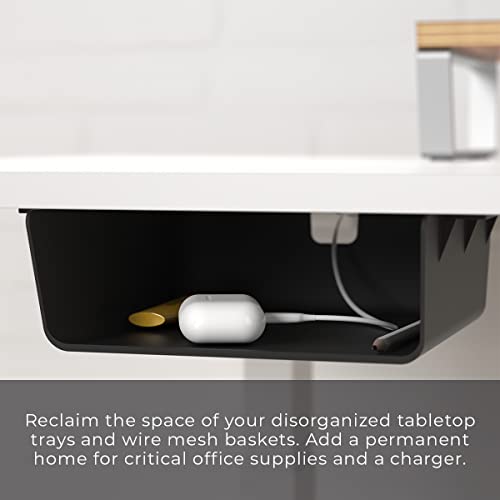 HumanCentric Under Desk Storage Shelf, Under Desk Drawer Organizer for Office Desks, Tables, Workstations, and Sit Stand Desk, Mount Under Desk Shelf Adds Storage Tray, Screw or Stick On Desk Drawer