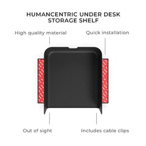 HumanCentric Under Desk Storage Shelf, Under Desk Drawer Organizer for Office Desks, Tables, Workstations, and Sit Stand Desk, Mount Under Desk Shelf Adds Storage Tray, Screw or Stick On Desk Drawer