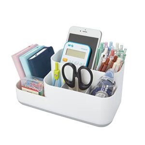 desktop storage organizer, pen pencil card holder box container for desk, office supplies, vanity table (white)