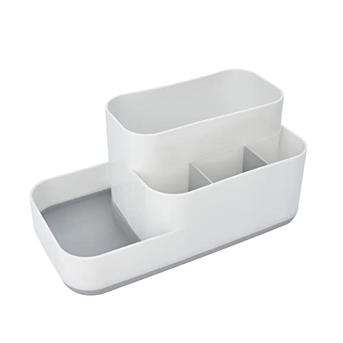 Desktop Storage Organizer, Pen Pencil Card Holder Box Container for Desk, Office Supplies, Vanity Table (White)