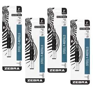 value pack of 4 – zebra(r) ballpoint f-refills for f-301 ultra,f-301 pen, f-301 compact, f-402 pen, fine point, 0.7 mm, black, 4 pack = 8 refills