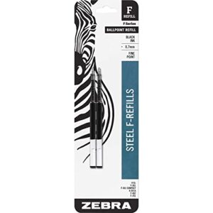 Value Pack of 4 - Zebra(R) Ballpoint F-Refills For F-301 Ultra,F-301 Pen, F-301 Compact, F-402 Pen, Fine Point, 0.7 mm, Black, 4 Pack = 8 refills