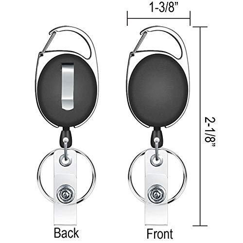 Selizo 6 Packs Retractable Badge Holder Badge Reel Carabiner ID Keychain with Clip, Assorted Color