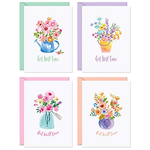 Sweetzer & Orange Bulk Get Well Cards With Envelopes. 24 Get Well Soon Card Assortment. 300gsm Note Cards and Envelopes (120gsm). Thick Greeting Cards and Envelopes, Feel Better Soon Cards.