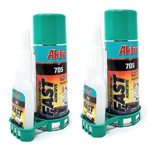 akfix 705 super ca glue 2-pack (2 x 1.76 oz) with spray activator (2 x 6.76 floz). wood, metal, plastic, leather, crafts. clear ca glues