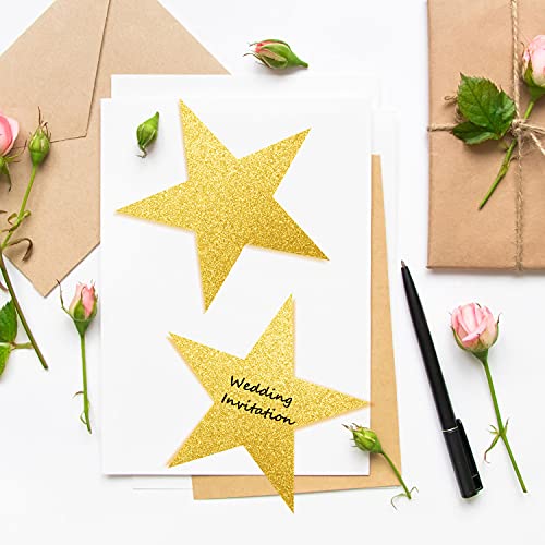 80 Pieces Glitter Star Cutouts Paper Star Confetti Cutouts for Bulletin Board Classroom Wall Party Decoration Supply, 6 Inches Length (Gold)