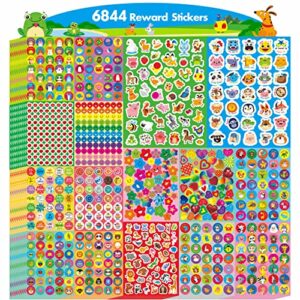 6844 pcs incentive stickers, 64 sheets round encouragement stickers, animals donuts cupcakes stars hearts motivational teacher classroom reward gifts encourage kids to do chores go to the toilet