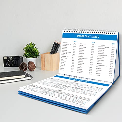 BHR Desk Calendar 2023-2024,Monthly Desk Calendar from January 2023-June 2024,10"×8" Standing Flip Desktop Calendar with Strong Twin-Wire Binding,Thick Paper and Writing Blocks for New Year and Christmas Gifts