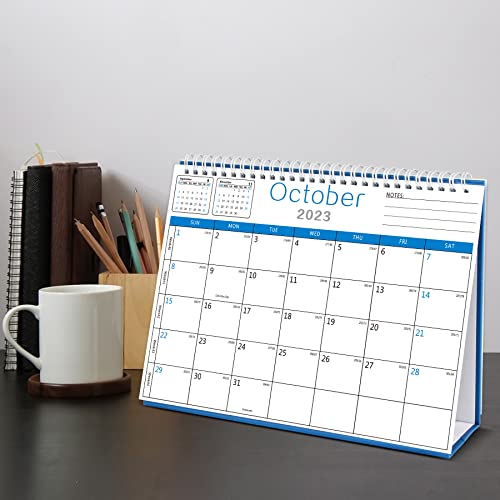 BHR Desk Calendar 2023-2024,Monthly Desk Calendar from January 2023-June 2024,10"×8" Standing Flip Desktop Calendar with Strong Twin-Wire Binding,Thick Paper and Writing Blocks for New Year and Christmas Gifts