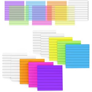 miutme lined sticky notes transparent, 7 colors bright self sticky notes clear pad, waterproof translucent memo with line (3x3 inch, 500pcs)