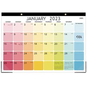 2023 desk calendar – large desk calendar 2023, 12” x 17”, january 2023 – december 2023, cut-line for tearing off, 2 corner protectors & hanging holes, perfect desk/wall calendar for you