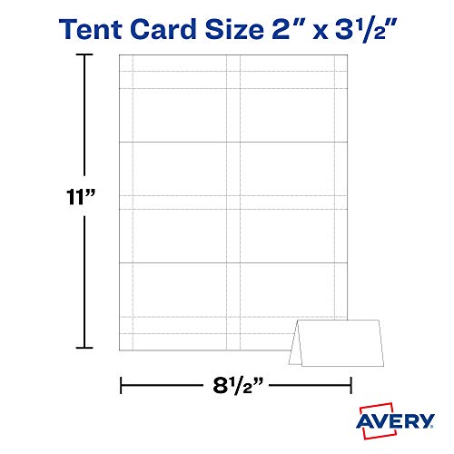 Avery Printable Small Tent Cards, 2" x 3.5", Two-Sided Printing, Matte White, 2 Pack, 320 Cards Total (5812)