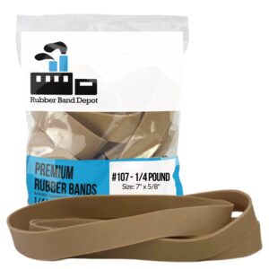Thick Rubber Bands - 7" x 5/8", Rubber Bands, Size #107, Approximately 10 Rubber Bands Per Bag, Rubber Band Measurements: 7" x 5/8" - 1/4 Pound Bag