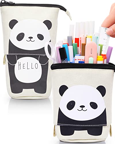 Sooez Standing Pencil Case, Cute Panda Pop Up Pencil Case, Durable Pen Pouch, Telescopic Pencil Holder Case, Kawaii Stand Up Pencil Case, Spacious Pencil Pouch Portable Pencil Bag for School Office