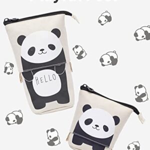 Sooez Standing Pencil Case, Cute Panda Pop Up Pencil Case, Durable Pen Pouch, Telescopic Pencil Holder Case, Kawaii Stand Up Pencil Case, Spacious Pencil Pouch Portable Pencil Bag for School Office