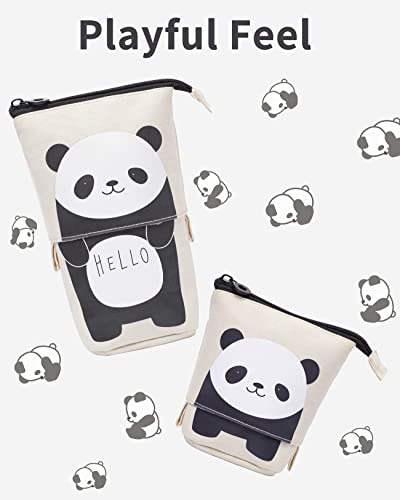 Sooez Standing Pencil Case, Cute Panda Pop Up Pencil Case, Durable Pen Pouch, Telescopic Pencil Holder Case, Kawaii Stand Up Pencil Case, Spacious Pencil Pouch Portable Pencil Bag for School Office