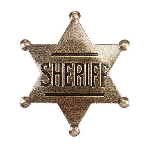 Sheriff Badge, Toy Sheriff Badge for Kids, Metal, Western Sheriff Badge, Deputy Sheriff Badge, Old West Prop, US-AKI-014 (Dark Bronze)