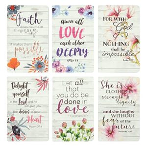 6 pack floral daily prayer journal for notebook, bible study, inspirational christian gifts for women (80 pages, 5×8 in)