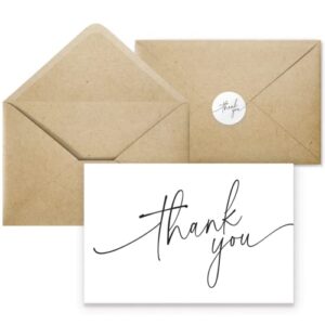 20 pack thank you cards with kraft envelopes and stickers, 4×6 inch professional and minimalistic looking | suitable for business, baby shower, wedding, graduation, bridal shower, funeral