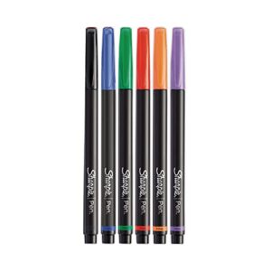sharpie 1751690 plastic point stick permanent water resistant pen assorted fine 6/pack