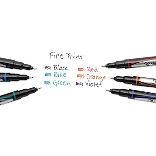 Sharpie 1751690 Plastic Point Stick Permanent Water Resistant Pen Assorted Fine 6/Pack