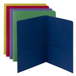smead two-pocket heavyweight file folder, letter size, assorted colors, 50 per carton (87863)