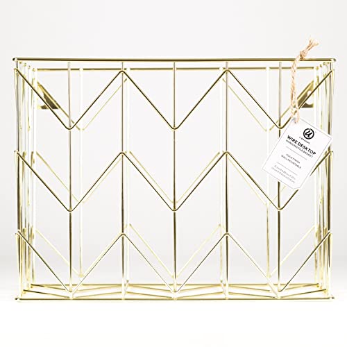 U Brands Hanging File Desk Organizer, Wire Metal, Gold - 894U02-06