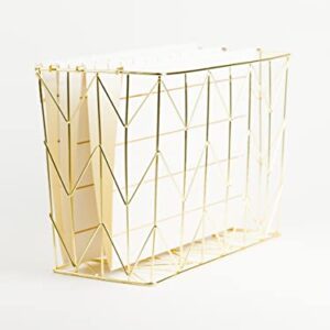 U Brands Hanging File Desk Organizer, Wire Metal, Gold - 894U02-06