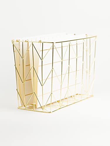 U Brands Hanging File Desk Organizer, Wire Metal, Gold - 894U02-06