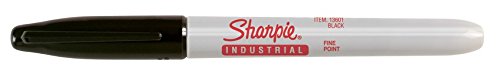 SHARPIE Industrial Permanent Markers, Fine Point, Black, Box of 12