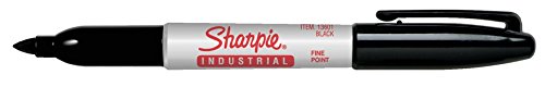 SHARPIE Industrial Permanent Markers, Fine Point, Black, Box of 12