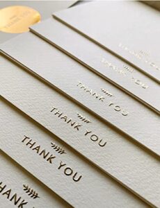 run2print (36 pack) thank you cards with envelopes & gift of 36 foiled stickers – elegant emboss rose gold foil pressed blank notes wedding all occasion cards (ivory)