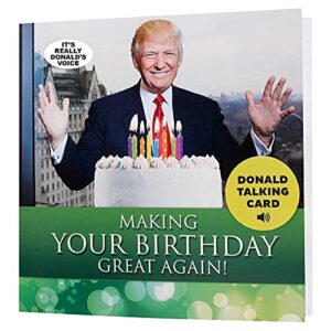 talking trump birthday card (green) – one of the best donald trump gifts ever created – wishes happy birthday in trump’s real voice – funny birthday card for husband – greatest birthday card for dad