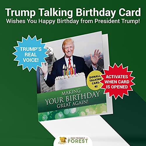 Talking Trump Birthday Card (Green) - One of the Best Donald Trump Gifts Ever Created - Wishes Happy Birthday in Trump's REAL Voice - Funny Birthday Card for Husband - Greatest Birthday Card for Dad