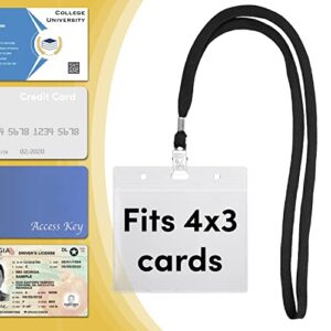 SEE-IT! 52 Sets Badge Holder with Lanyard Name Tag Holder and Lanyards 4x3 Size Quick Load No Zipper Name Badge Holders Lanyards with id Holder Lanyards for id Badges Clear Plastic (52)