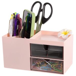 xdrelec pen holder, office desk organizer, and accessories，multi-functional pencil cup， pencil holder for desk ，pen organizer，desktop stationary organizer，office organization and storage (pink)