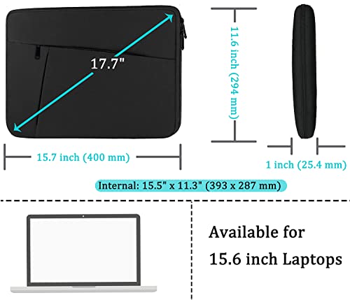 Laptop Case Sleeve 15.6 inch, Durable Shockproof Protective Computer Carrying Cover with Front Pocket, Briefcase Handbags Laptop Sleeve Bag for 15.6 inch HP, Dell, Acer, Asus, Notebook, Black