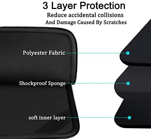 Laptop Case Sleeve 15.6 inch, Durable Shockproof Protective Computer Carrying Cover with Front Pocket, Briefcase Handbags Laptop Sleeve Bag for 15.6 inch HP, Dell, Acer, Asus, Notebook, Black