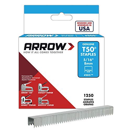 Arrow 505 Genuine T50 5/16-Inch Staples, 1,250-Pack