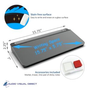 Audio-Visual Direct - Glass Desktop Computer Keyboard Whiteboard Notepad Set, Black (Includes Neon Marker, Eraser & Sticky Notes)